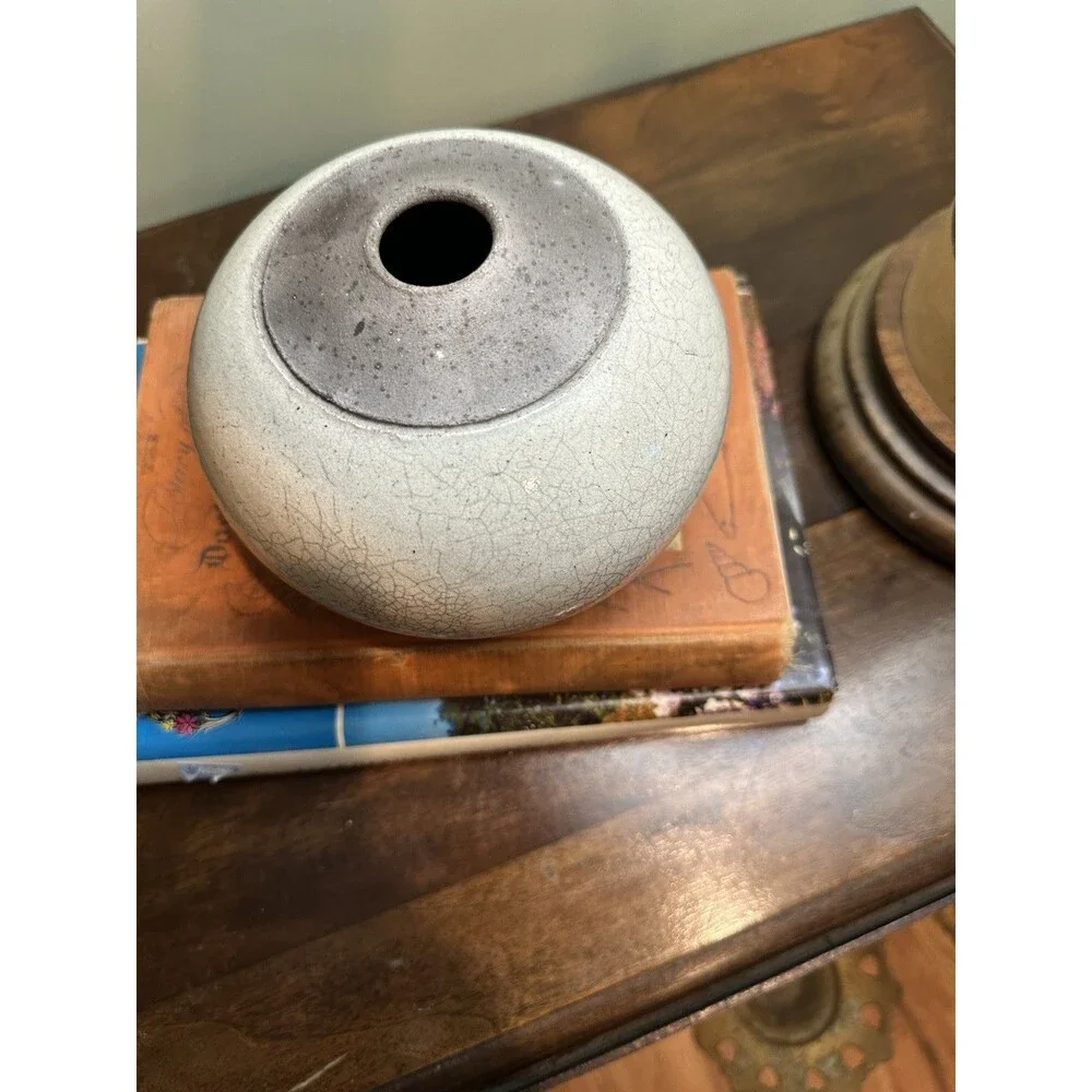 Vintage Raku Studio Pottery Vase Signed Hahn 2004 Kauai Wabi-Sabi Minimalist